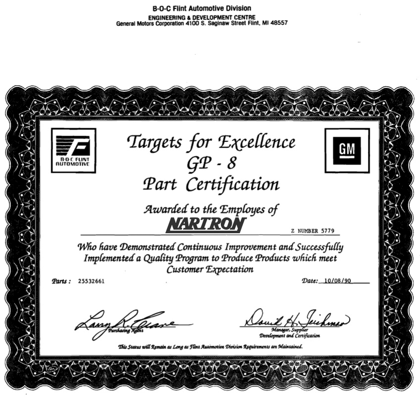 GP8 Part Certification