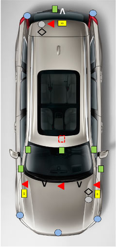 Positions of vehicle lens sensors