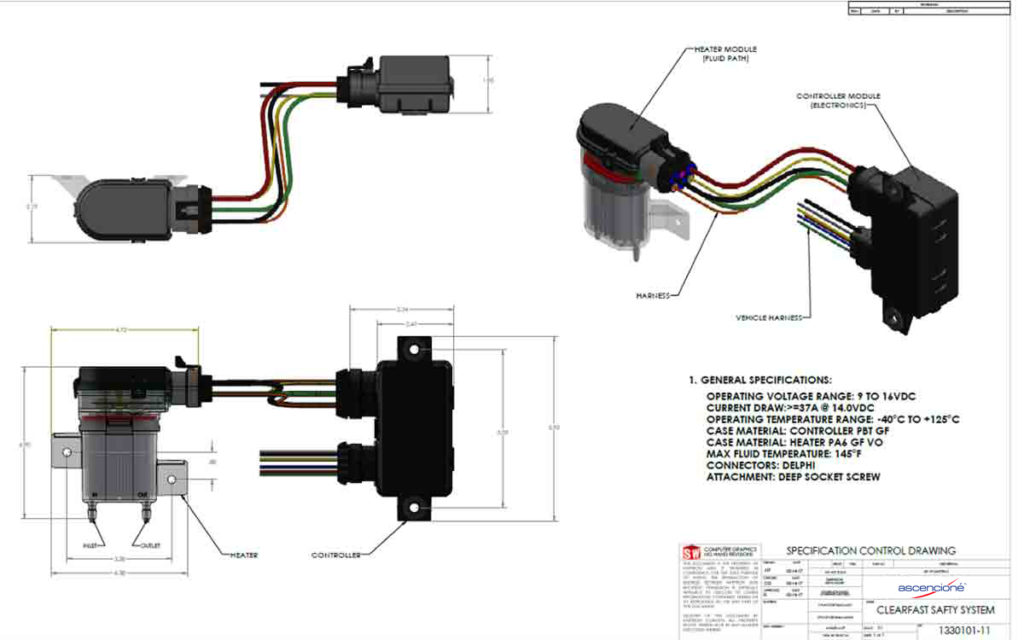 Heated Fluid Module for ClearFast® Windshield Cleaning System