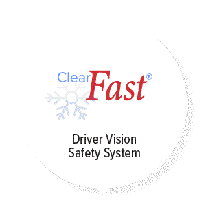 ClearFast® logo for cleaning windshields with heated fluid - Driver Vision Safety System